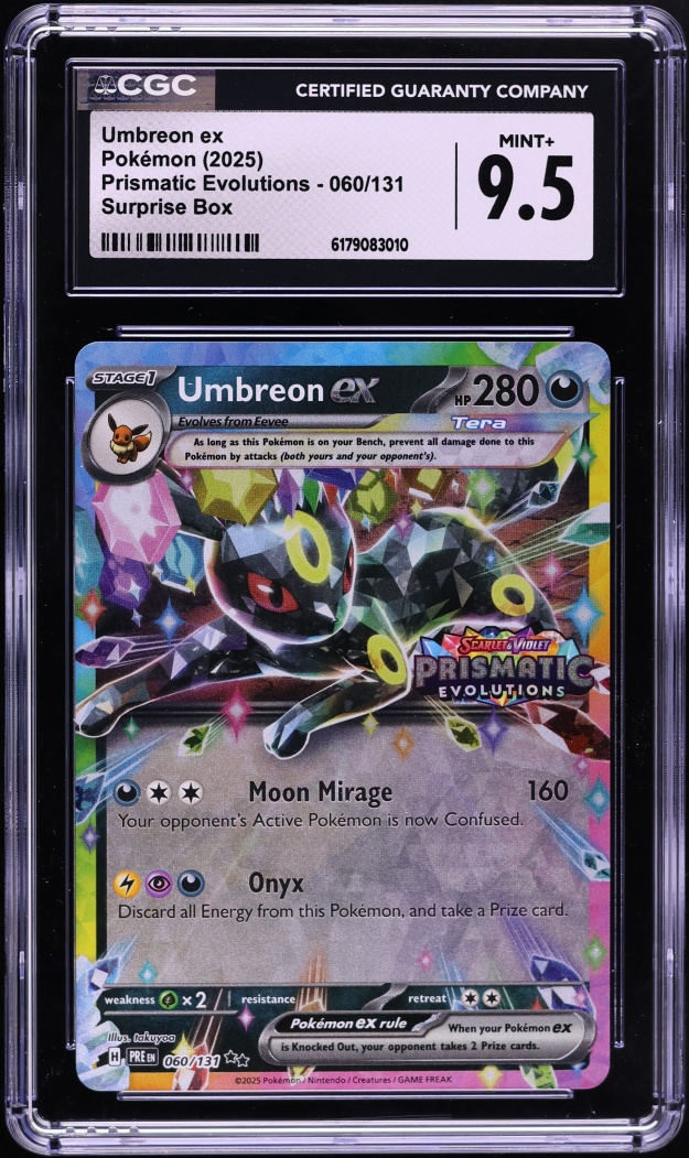 2025 Pokemon Scarlet & Violet Prismatic Evolutions Surprise Box Holo Umbreon ex #60 CGC 9.5