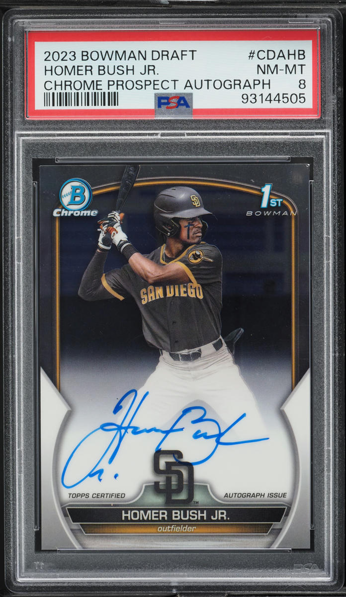 2023 Bowman Chrome Draft Homer Bush Jr. PROSPECT AUTO #CDA-HB PSA 8 NM-MT