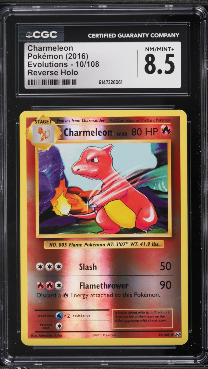 2016 Pokemon XY Evolutions Reverse Holo Charmeleon #10 CGC 8.5 NM-MT+