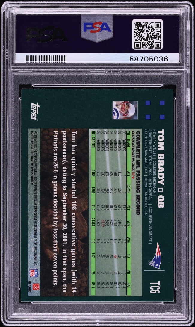 2007 Topps Chrome Tom Brady #TC6 PSA 9 MINT