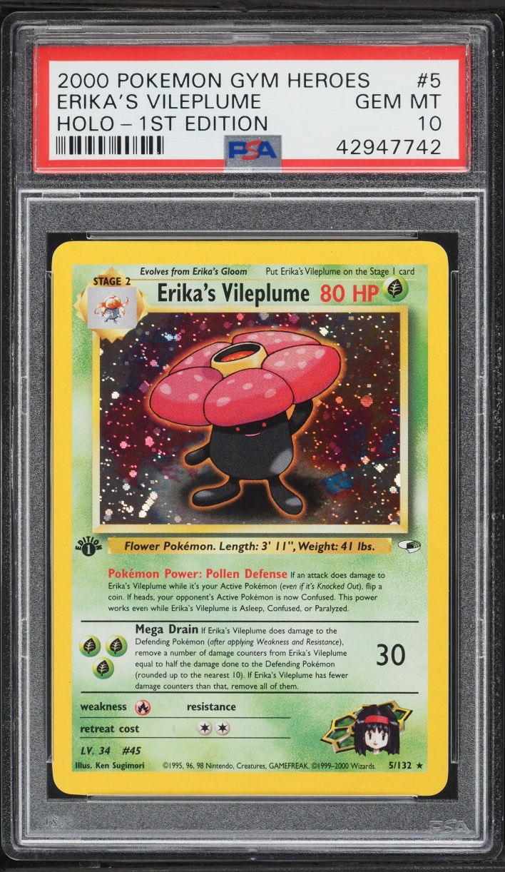 2000 Pokemon Gym Heroes 1st Edition Holo Erika's Vileplume #5 PSA 10 GEM MINT