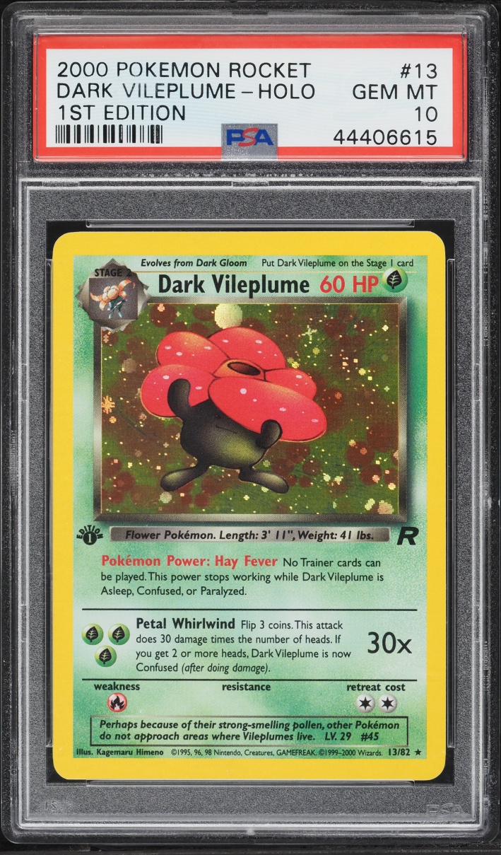 2000 Pokemon Team Rocket 1st Edition Holo Dark Vileplume #13 PSA 10 GEM MINT