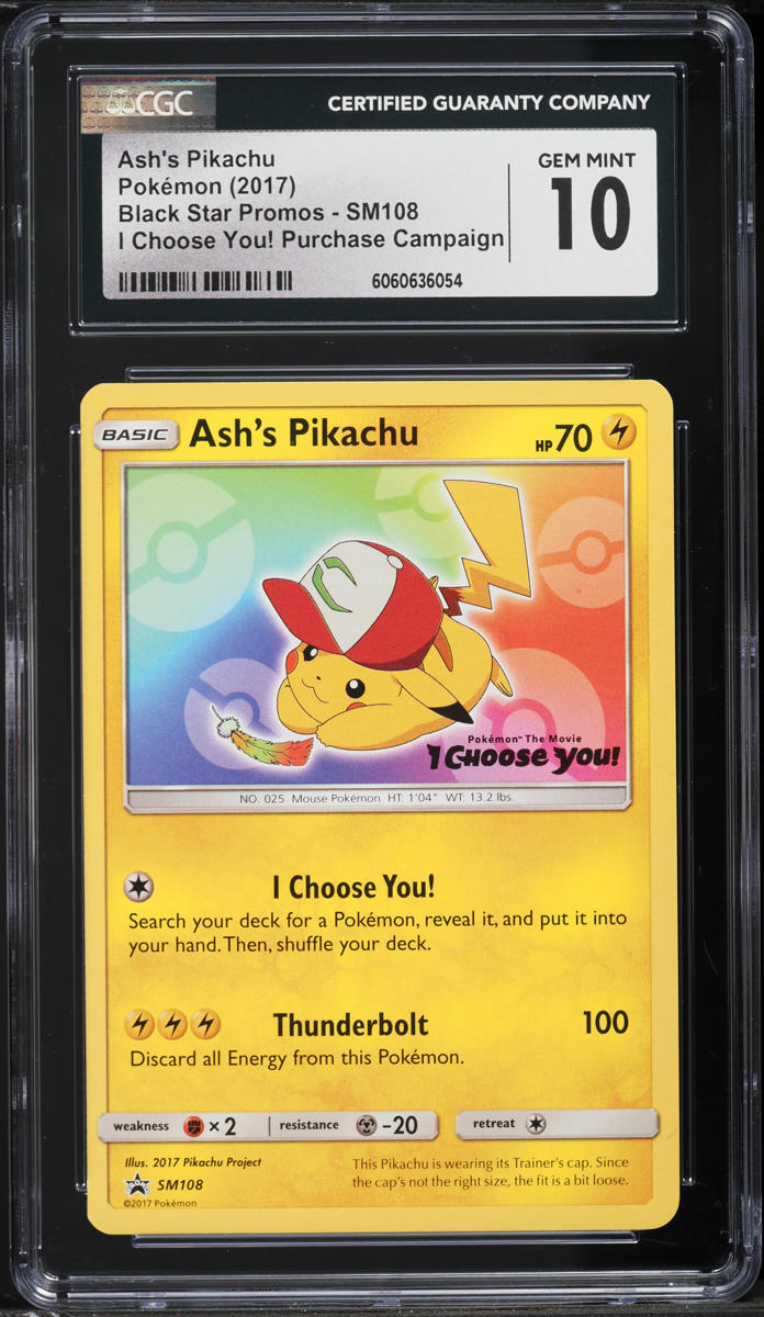2017 Pokemon Sun & Moon Promo I Choose You! Ash's Pikachu #SM108 CGC 10 GEM MINT