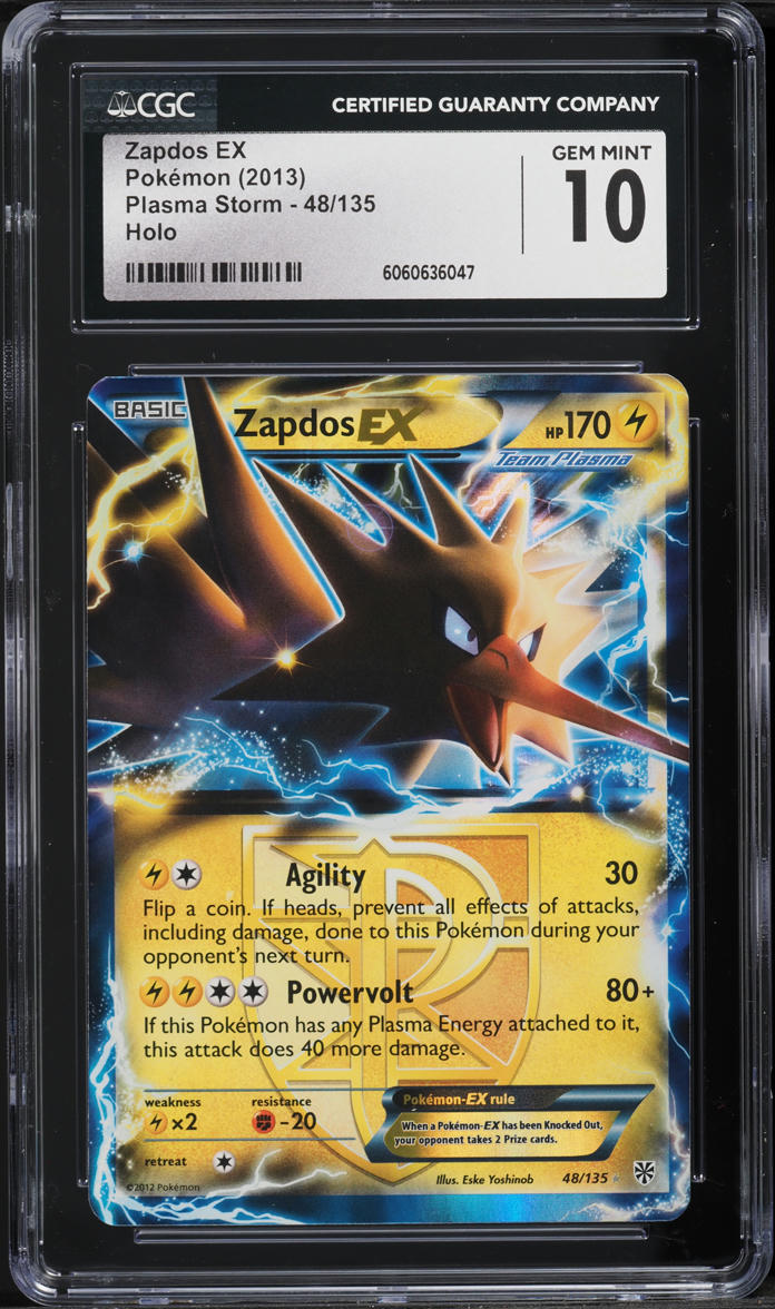 2013 Pokemon Black & White Plasma Storm Zapdos EX #48 CGC 10 GEM MINT
