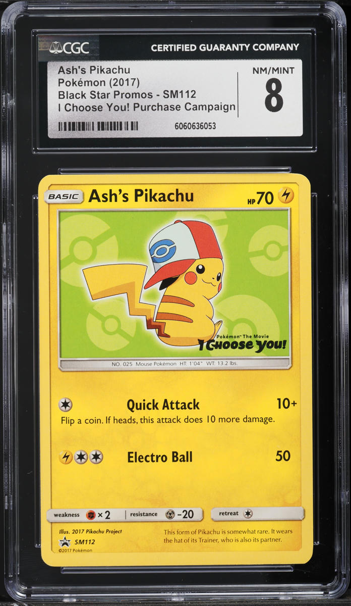 2017 Pokemon Sun & Moon Promo I Choose You! Ash's Pikachu #SM112 CGC 8 NM-MT