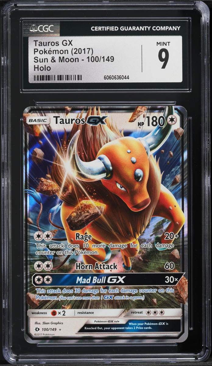 2017 Pokemon Sun & Moon Tauros GX #100 CGC 9 MINT