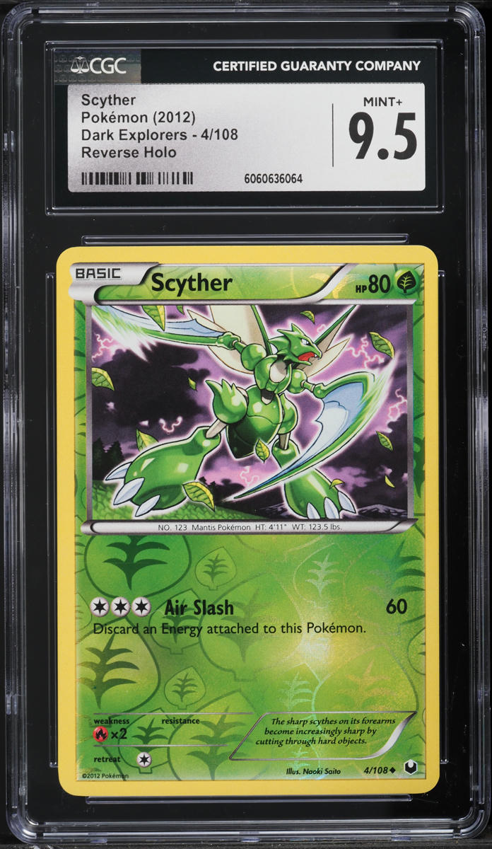 2012 Pokemon Black & White Dark Explorers Reverse Holo Scyther #4 CGC 9.5 MINT+