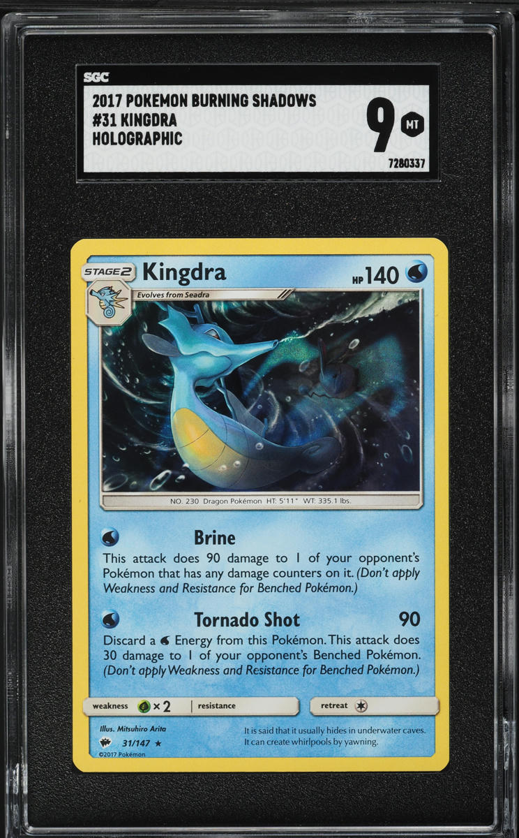 2017 Pokemon Sun & Moon Burning Shadows Holo Kingdra #31 SGC 9 MINT