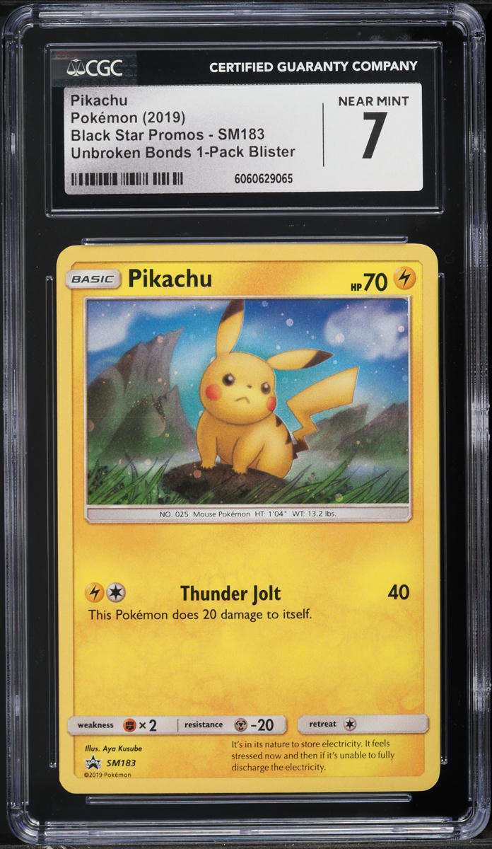 2019 Pokemon SM Black Star Promo Unbroken Bonds Holo Pikachu #SM183 CGC 7 NRMT
