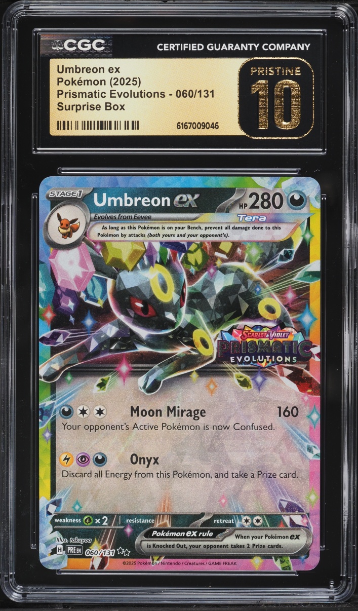 2025 Pokemon SV Prismatic Evolutions Surprise Box Holo Umbreon Ex #60 CGC 10 PRISTINE