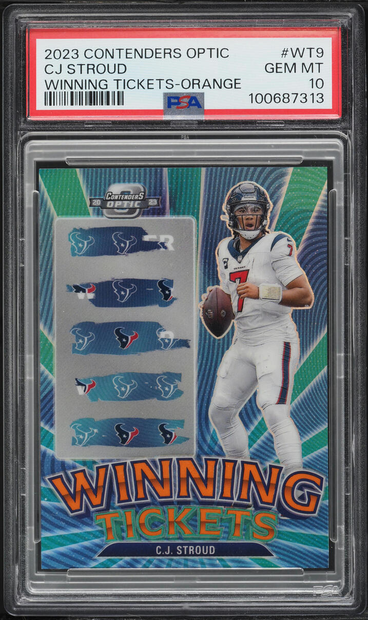 2023 Panini Contenders Optic Winning Tickets Orange CJ Stroud ROOKIE /50 #WT9 PSA 10 GEM MINT