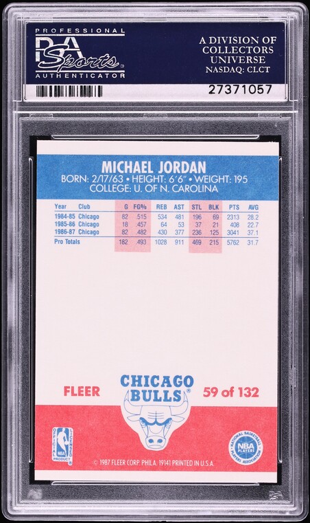 1987 Fleer Basketball Michael Jordan #59 PSA 9 MINT