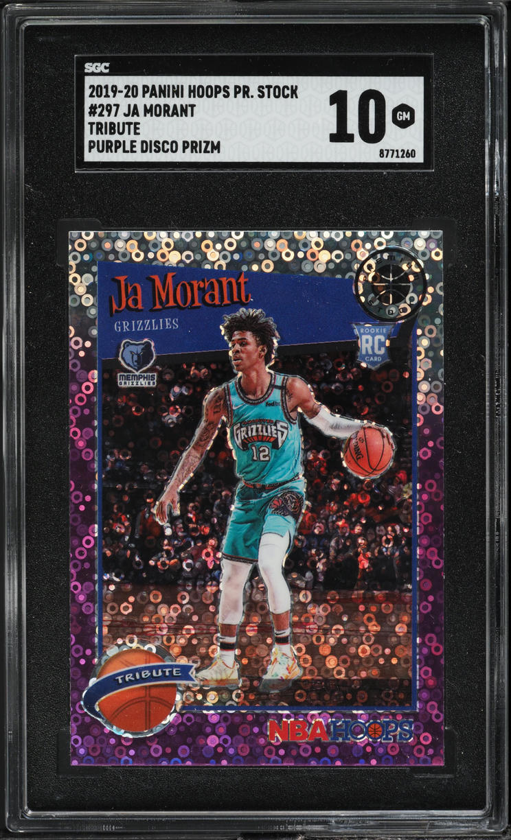 2019 Hoops Premium Stock Tribute Purple Disco Ja Morant ROOKIE #297 SGC 10 GEM