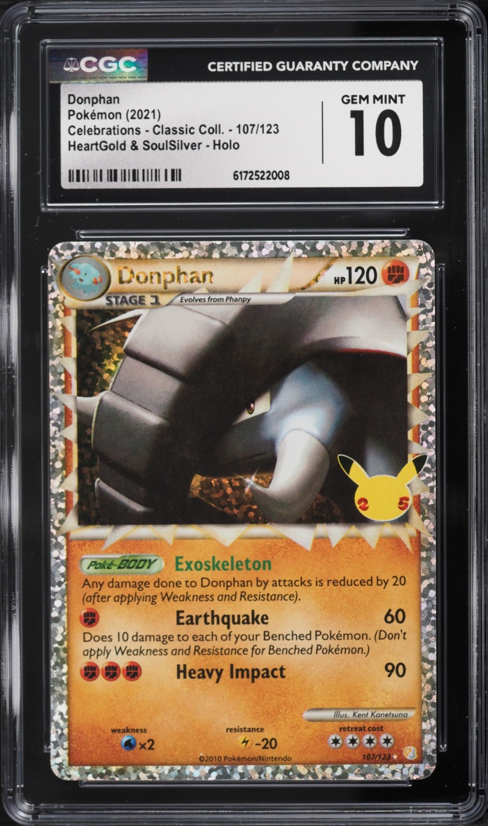 2021 Pokemon Sword & Shield Celebrations Classic Collection Holo Donphan #107 CGC 10 GEM MINT