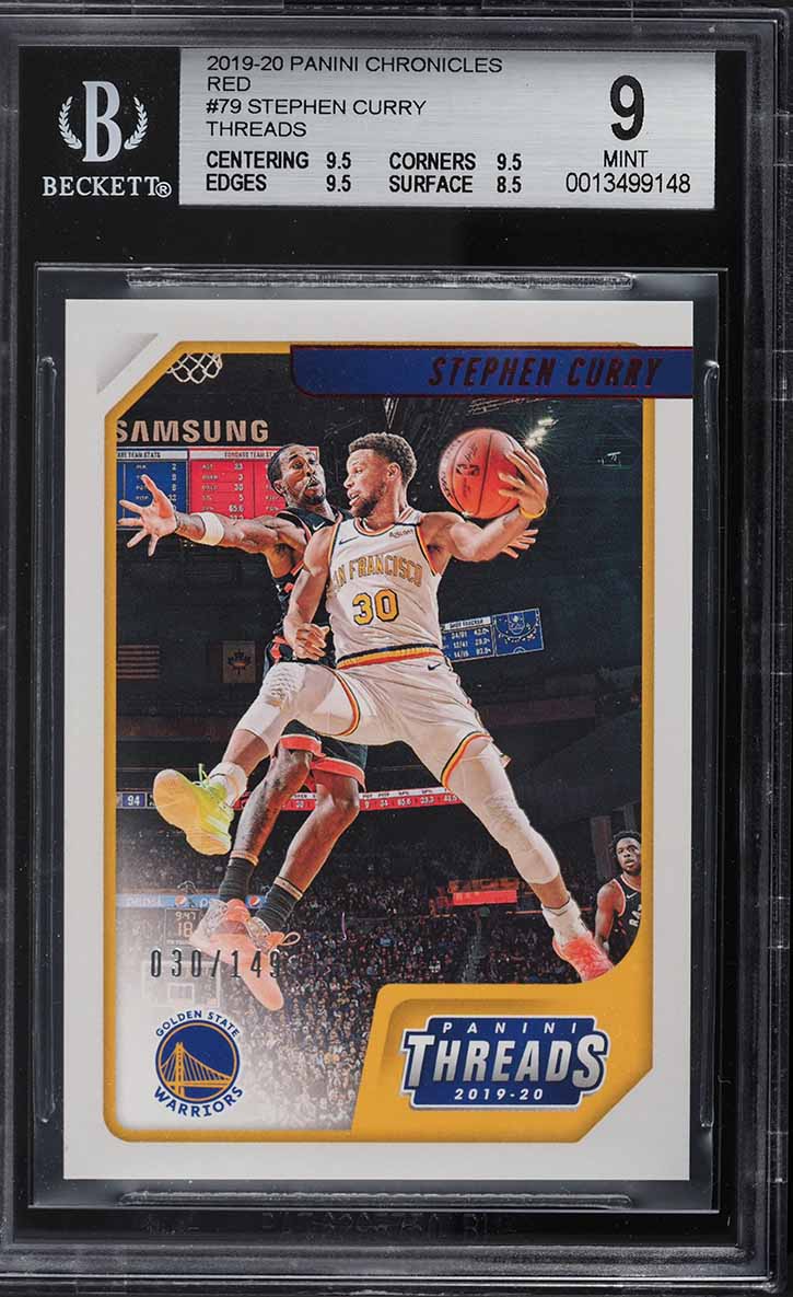 2019 Panini Chronicles Threads Red Stephen Curry /149 #79 BGS 9 MINT