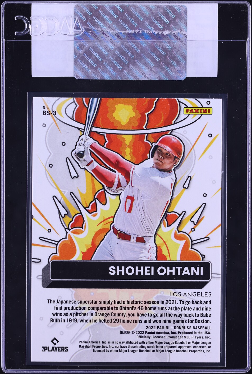 2022 Donruss Bomb Squad! Rapture Shohei Ohtani #BS-3 CGC AUTH