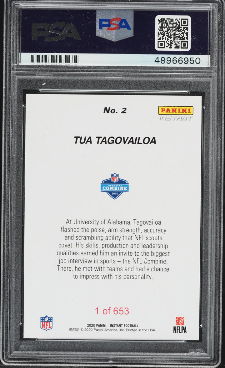 2020 Panini Instant NFL Tua Tagovailoa ROOKIE #2 PSA 10 GEM MINT