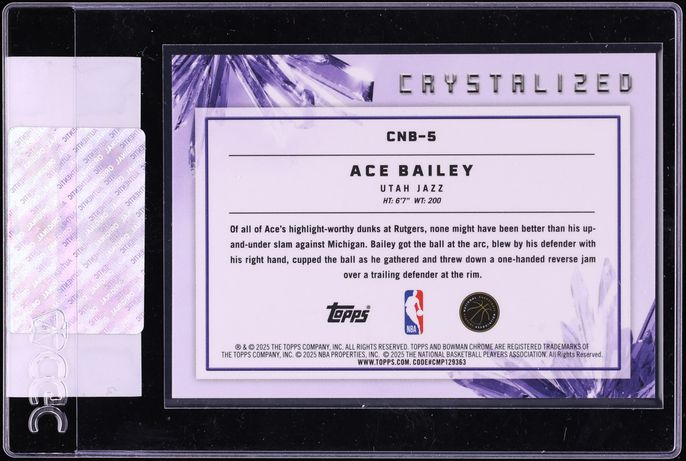 2025 Bowman Chrome Crystallized NBA Ace Bailey ROOKIE #CNB-5 CGC AUTH