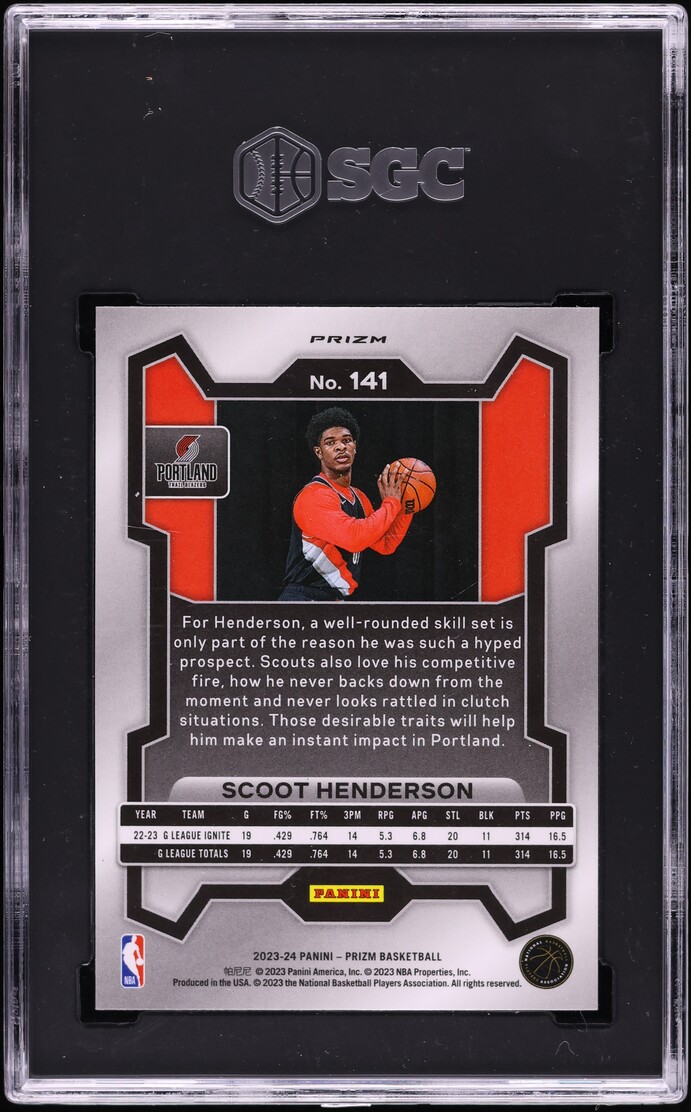 2023 Panini Prizm Silver Scoot Henderson ROOKIE #141 SGC 9.5 MINT+