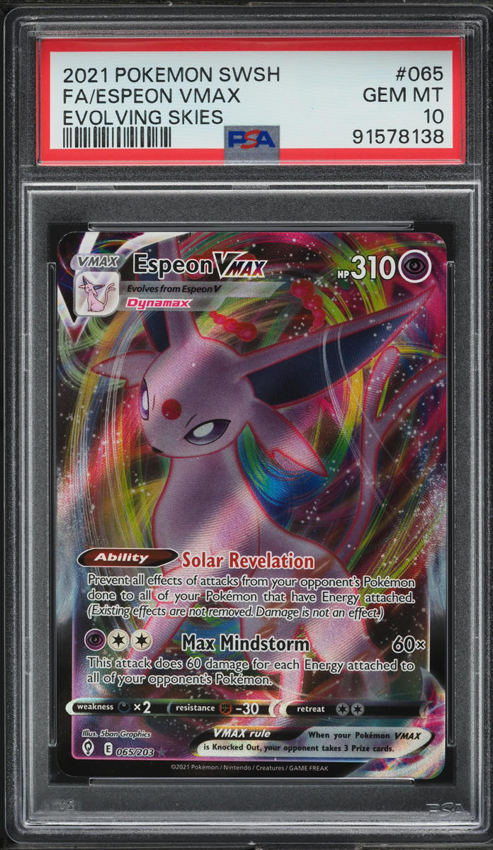 2021 Pokemon SWSH Evolving Skies Full Art Espeon VMAX #65 PSA 10 GEM MINT