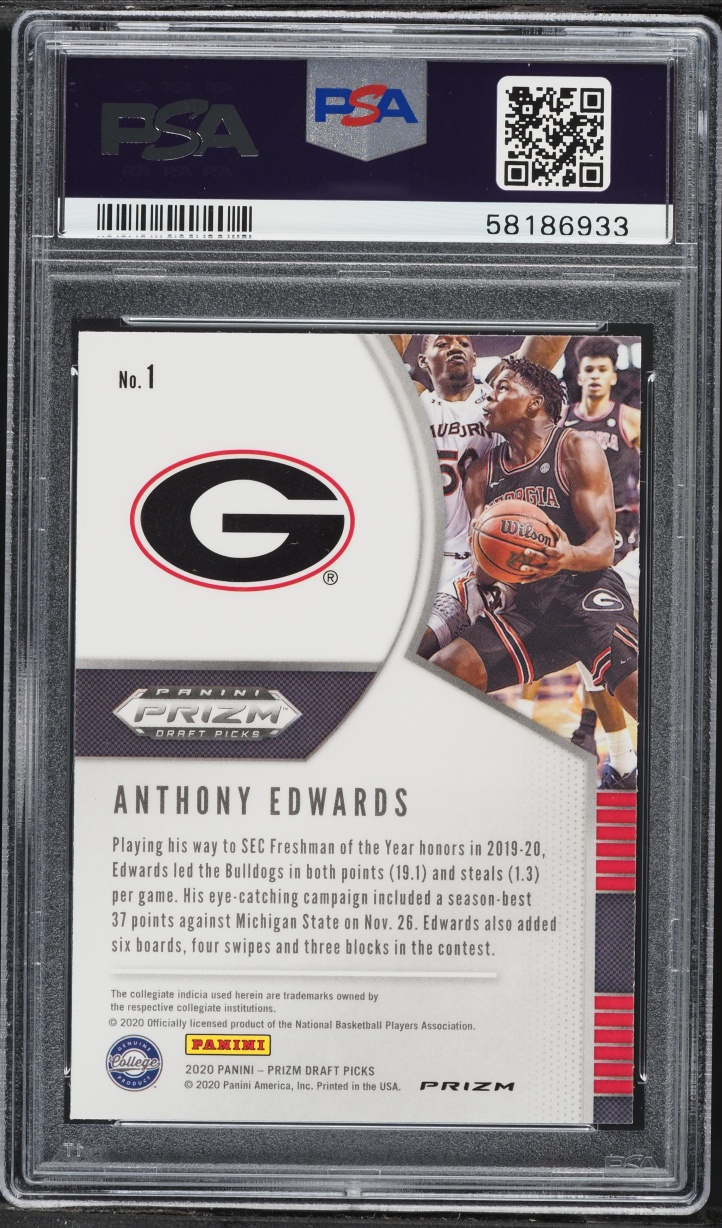 2020 Panini Prizm Draft Picks Green Anthony Edwards ROOKIE #1 PSA 10 GEM MINT