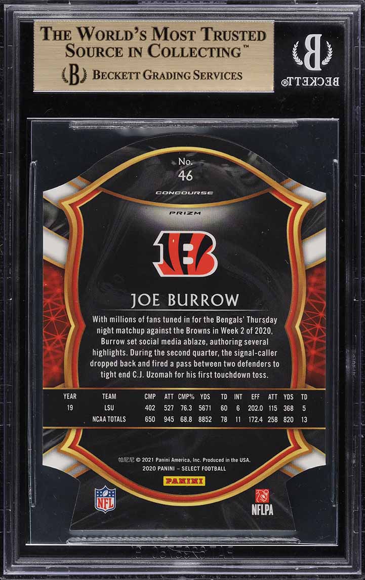 2020 Select Concourse Blue Prizm Die-Cut Joe Burrow ROOKIE #46 BGS 9.5 GEM MINT