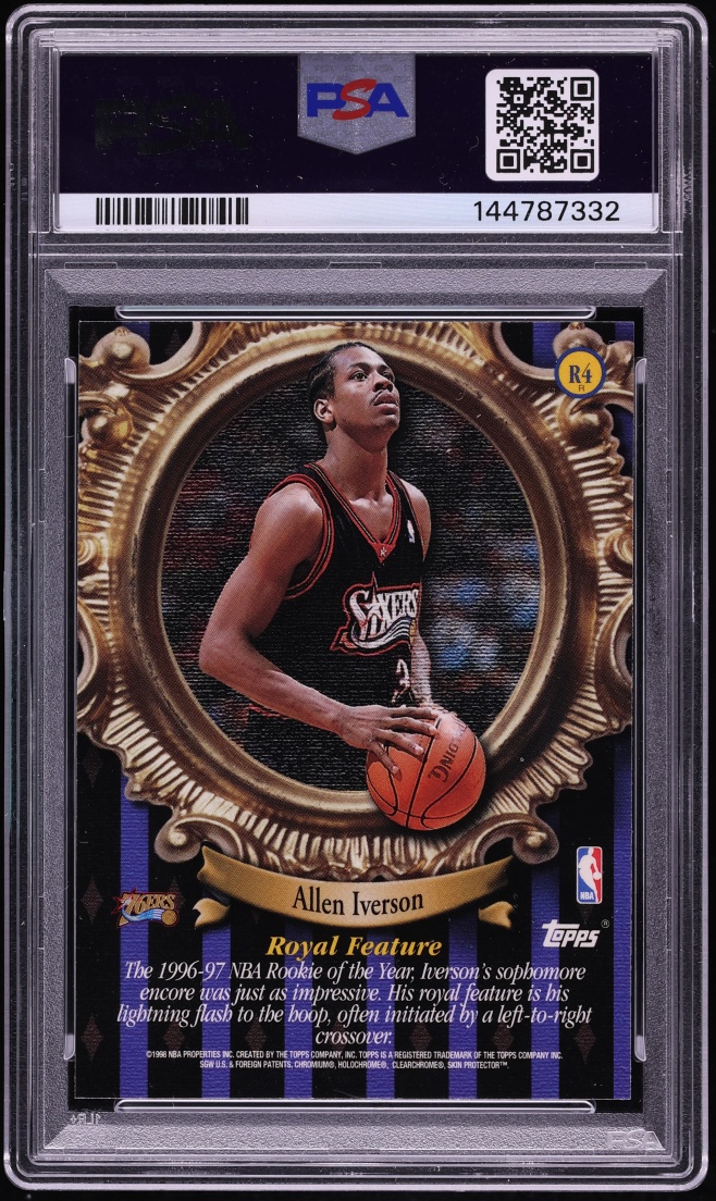 1998 Topps Roundball Royalty Refractor Allen Iverson #R4 PSA 9 MINT - Photo 2