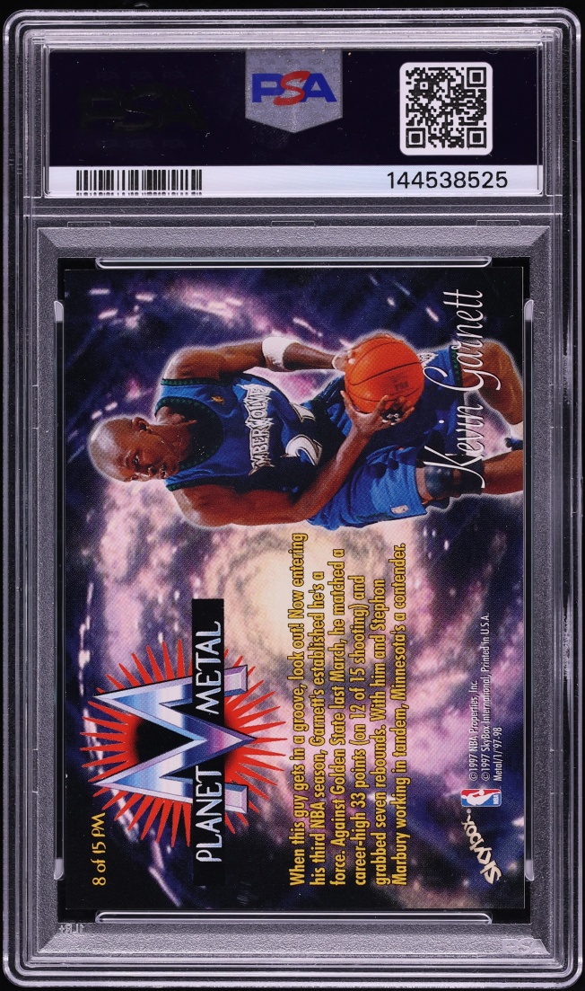 1997 Metal Universe Planet Metal Kevin Garnett #8 PSA 8 NM-MT - Photo 2