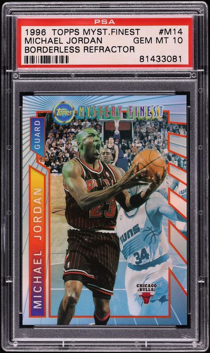 1996 Topps Mystery Finest Borderless Refractor Michael Jordan #M14 PSA 10 GEM MINT