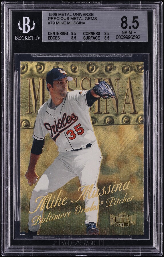 1999 Metal Universe Precious Metal Gems Mike Mussina /50 #79 BGS 8.5 NM-MT+