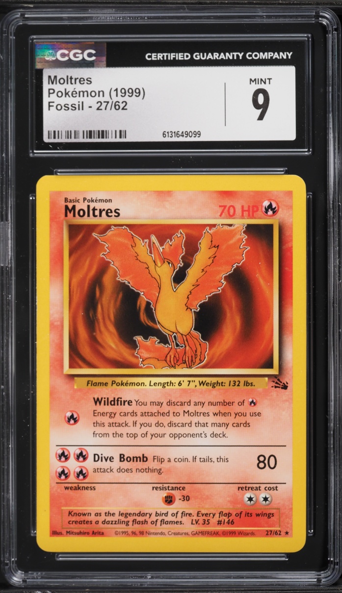 1999 Pokemon Fossil Moltres #27 CGC 9 MINT