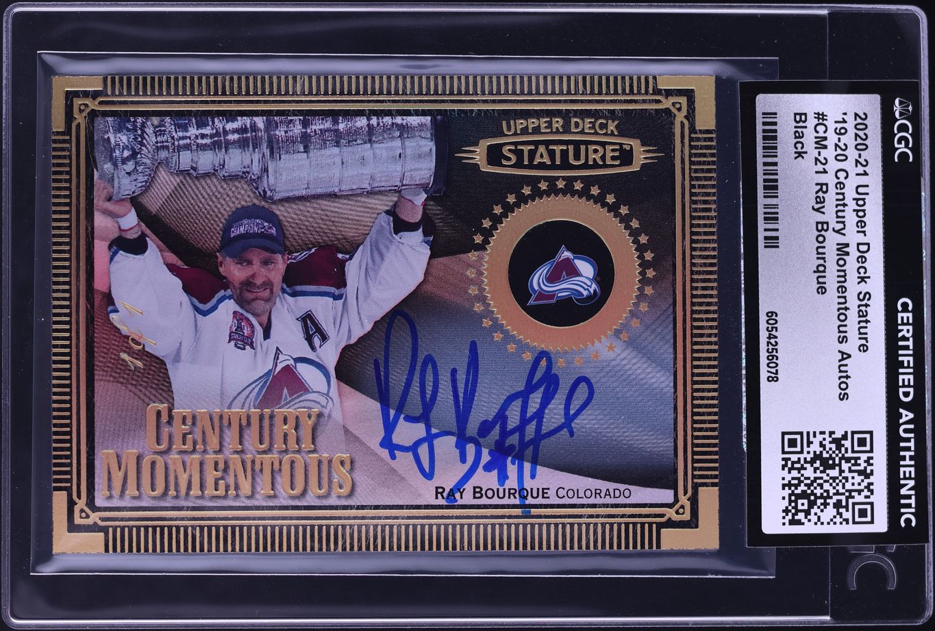 2020 Upper Deck Stature Century Momentous Black Ray Bourque AUTO 1/1 #CM-21 CGC AUTH