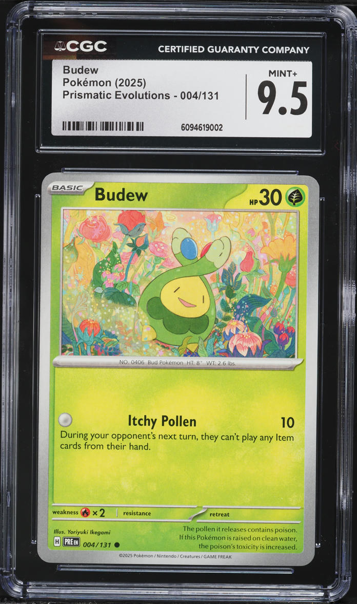 2025 Pokemon Scarlet & Violet Prismatic Evolutions Budew #004 CGC 9.5 MINT+