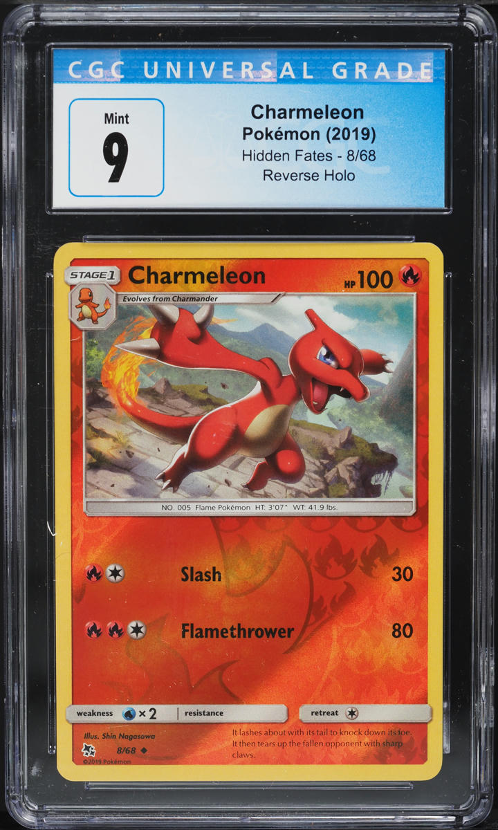 2019 Pokemon Sun & Moon Hidden Fates Reverse Holo Charmeleon #8 CGC 9 MINT
