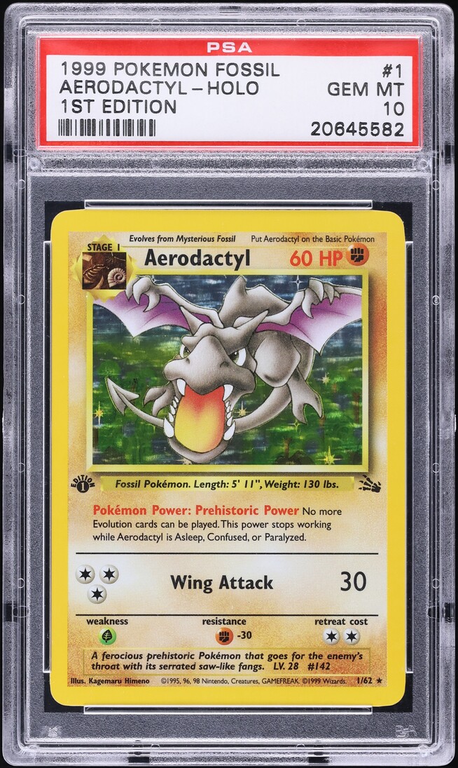 1999 Pokemon Fossil 1st Edition Holo Aerodactyl #1 PSA 10 GEM MINT