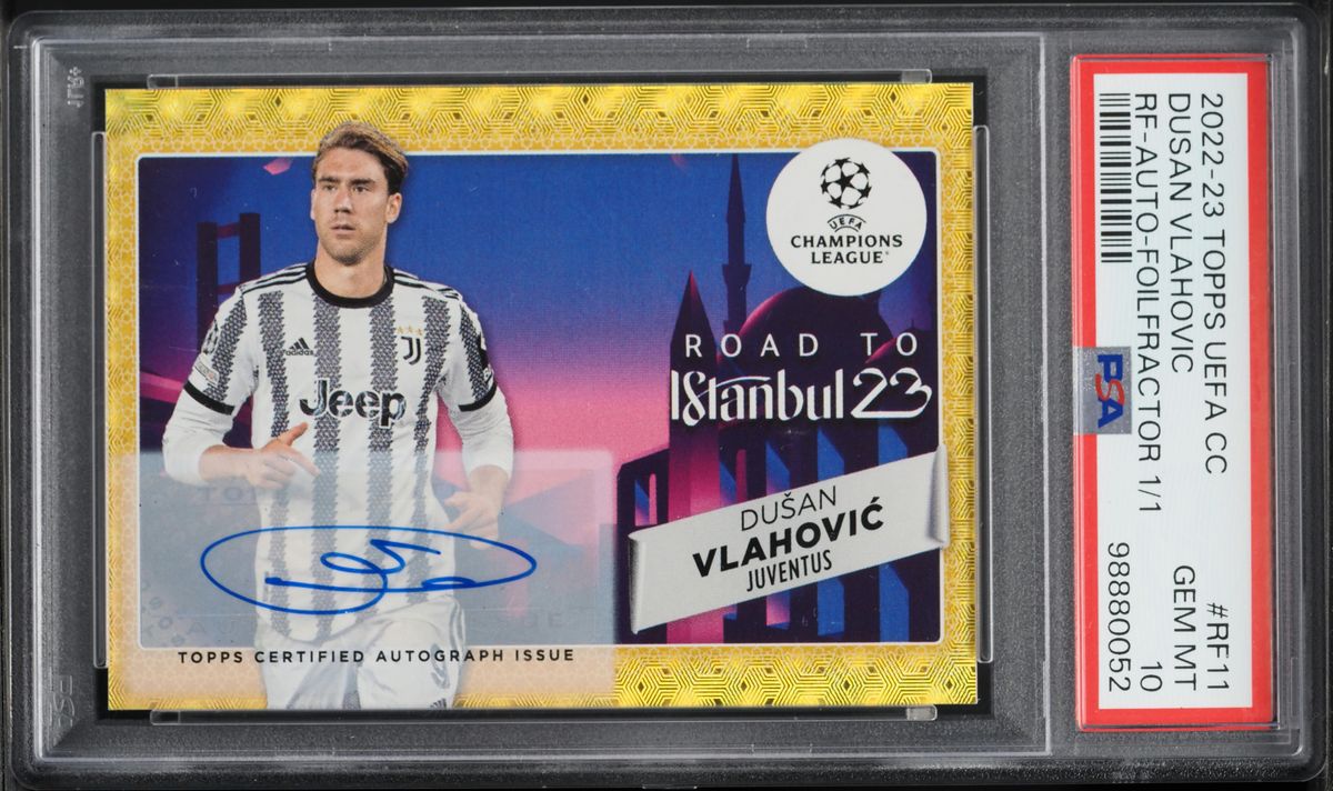 2022 Topps UEFA Road To Final Foilfractor Dusan Vlahovic AUTO 1/1 #RF-11 PSA 10 GEM MINT