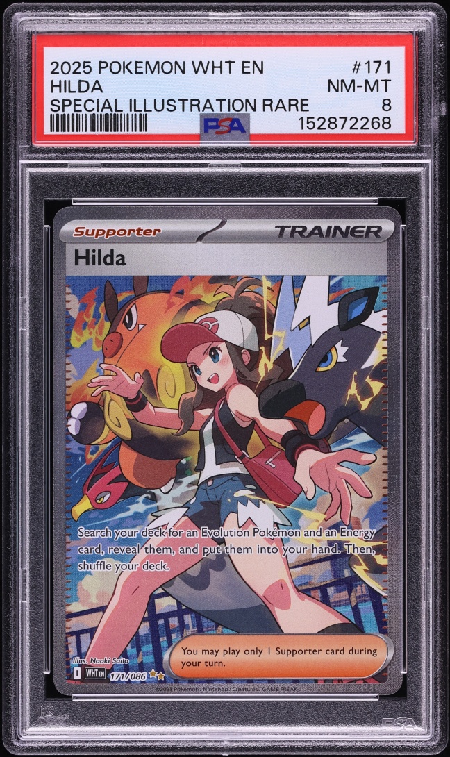 2025 Pokemon Scarlet & Violet White Flare SIR Hilda #171 PSA 8 NM-MT