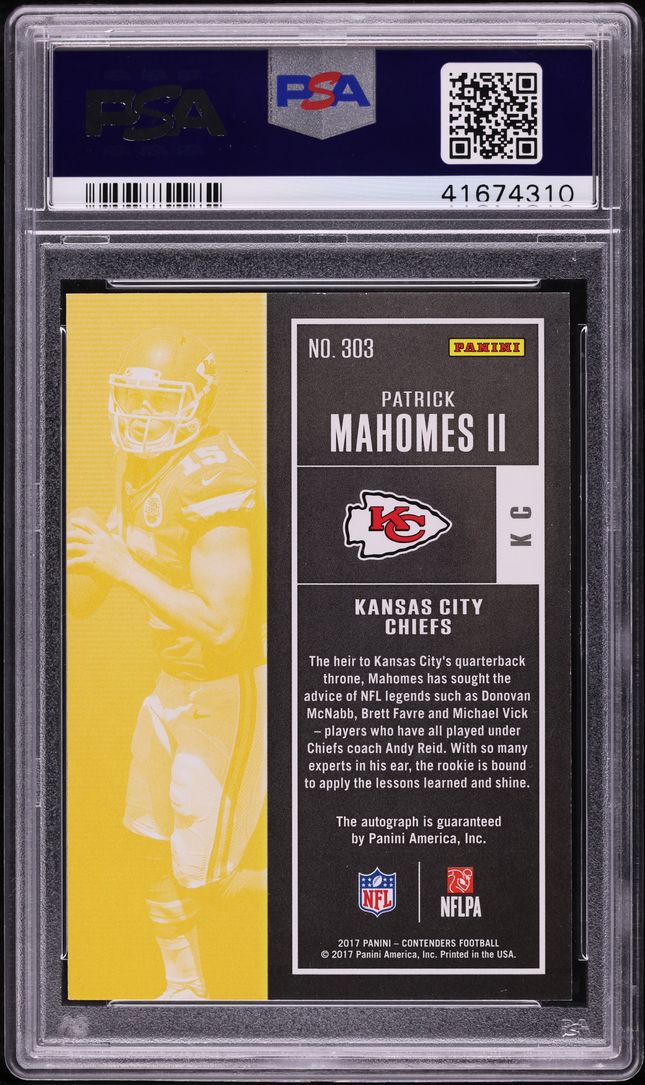 2017 Panini Contenders Patrick Mahomes II ROOKIE AUTO #303 PSA 10 GEM MINT