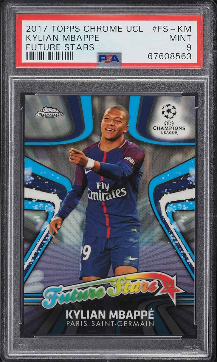 2017 Topps Chrome UEFA Future Stars Kylian Mbappe ROOKIE #FS-KM PSA 9 MINT