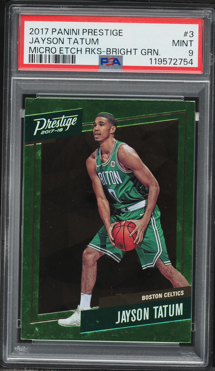 2017 Panini Prestige Micro Etch Bright Green Jayson Tatum ROOKIE #3 PSA 9 MINT