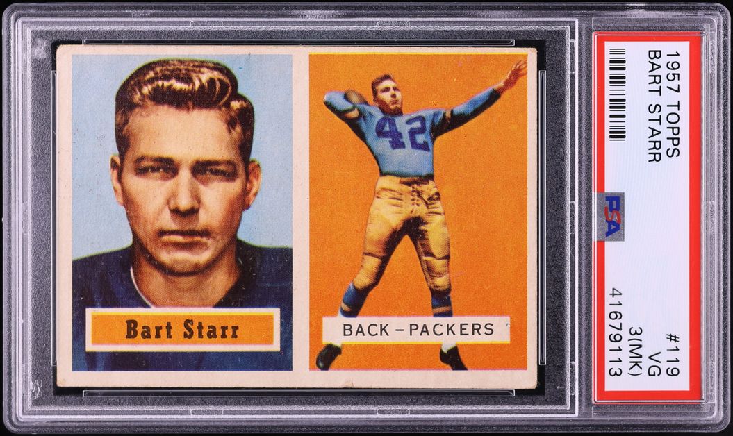 1957 Topps Football Bart Starr ROOKIE #119 PSA 3(mk) VG