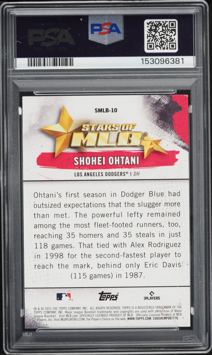 2025 Topps Stars Of MLB Shohei Ohtani #SMLB-10 PSA 8 NM-MT