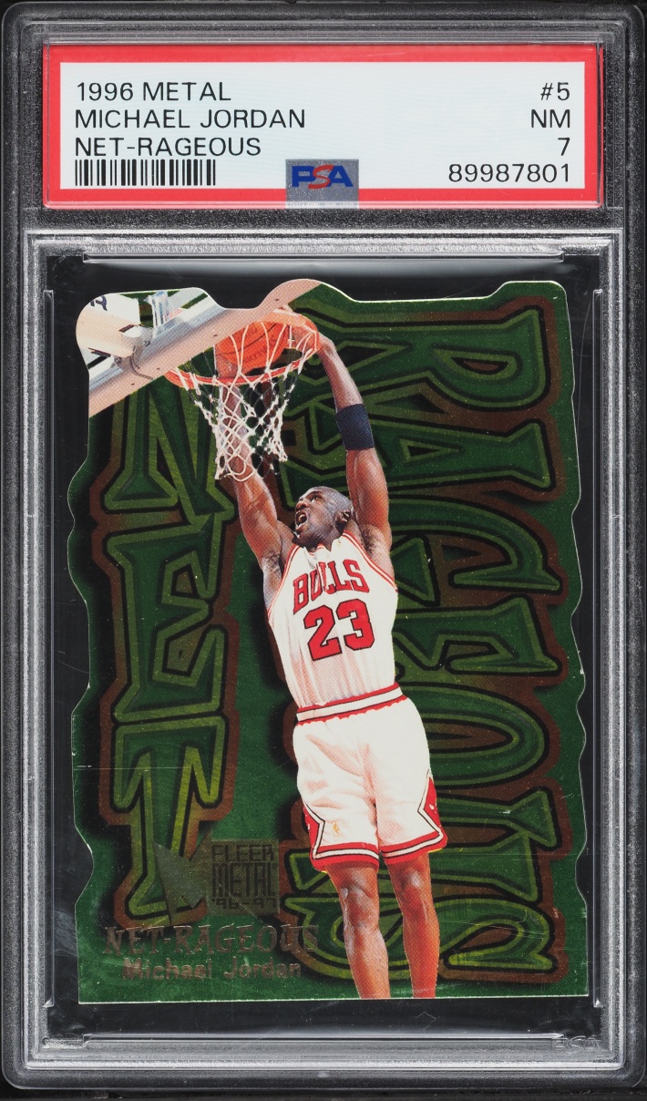 1996 Metal Net-Rageous Die-Cut Michael Jordan #5 PSA 7 NRMT