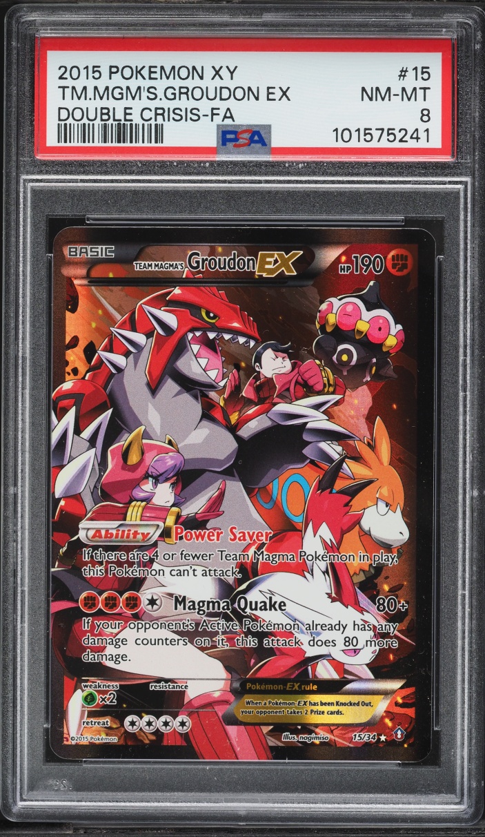 2015 Pokemon XY Double Crisis Full Art Team Magma's Groudon EX #15 PSA 8 NM-MT