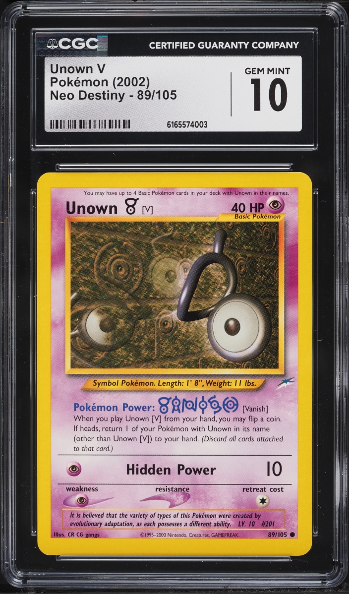 2002 Pokemon Neo Destiny Unown V #89 CGC 10 GEM MINT