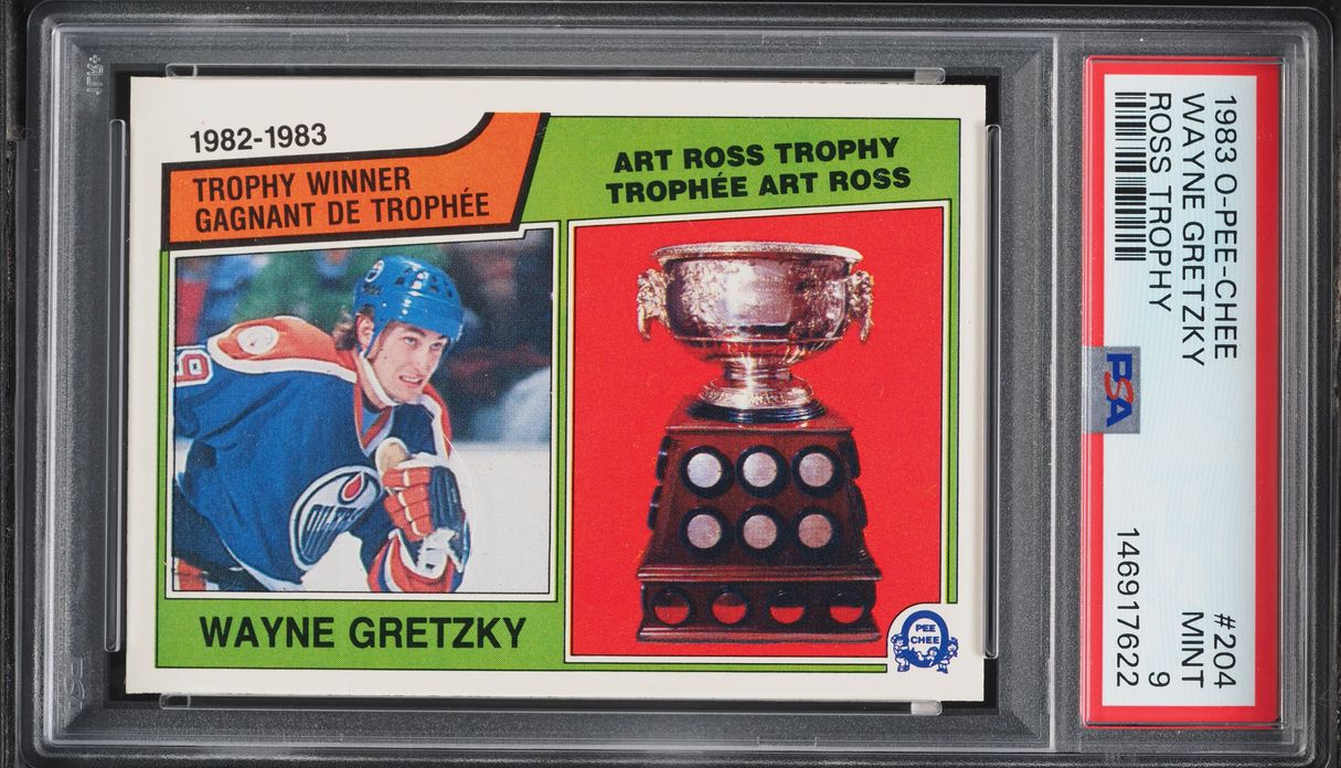 1983 O-Pee-Chee Hockey Wayne Gretzky ART ROSS TROPHY #204 PSA 9 MINT