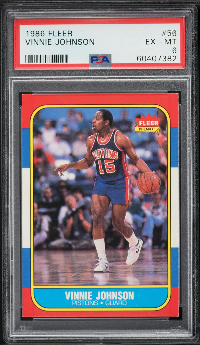 1986 Fleer Basketball Vinnie Johnson #56 PSA 6 EXMT
