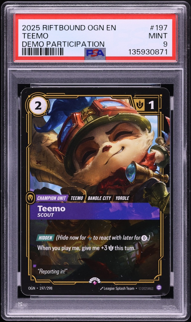 2025 Riftbound League Of Legends Origins Demo Participation Teemo #197 PSA 9 MINT