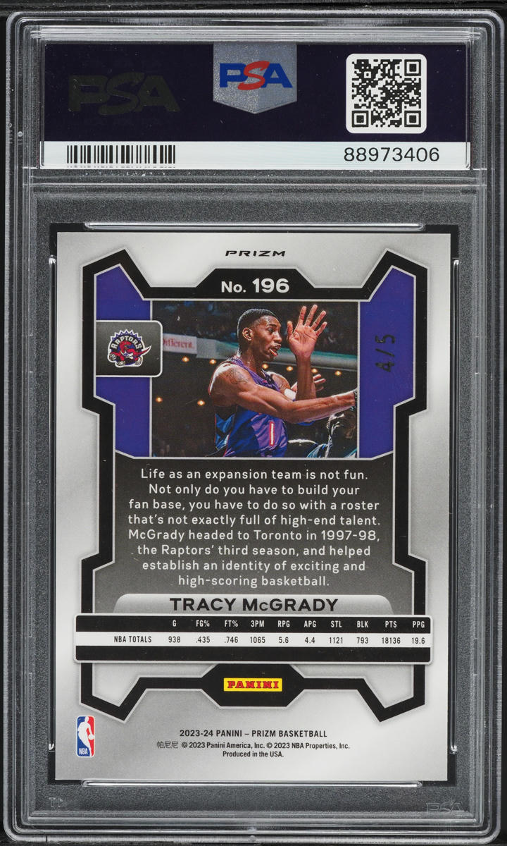 2023 Panini Prizm Green Shimmer FOTL Tracy McGrady /5 #196 PSA 10 GEM MINT