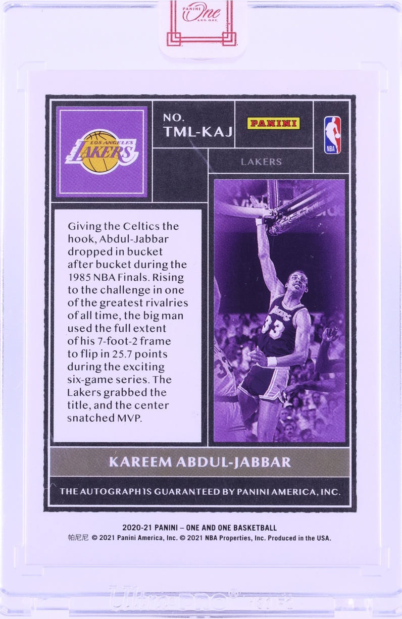 2020 Panini One And One Timeless Moments Blue Kareem Abdul-Jabbar AUTO /35 #TML-KAJ
